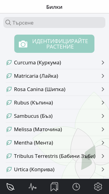 Screenshot of mobile application